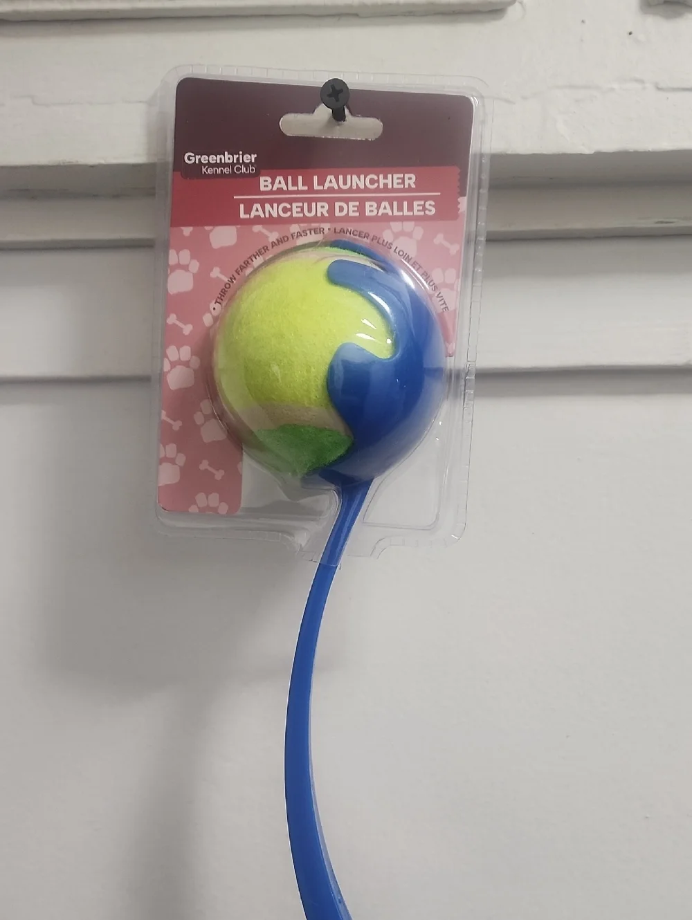 Greenbrier Blue Ball Launcher with Yellow Tennis Ball for Dogs